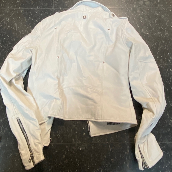 Moose Knuckles White Moto Real Leather Jacket Size S - Picture 7 of 7
